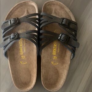 Birkenstock Dark Sandals with Cutout Straps